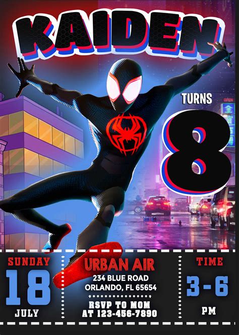 Spiderman Miles Morales Birthday Invitation Incredible Invite