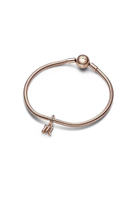 Buy Pandora Pandora 14k Rose Gold Plated Letter M Script Alphabet