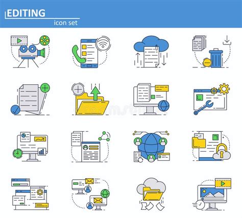 Sistema Del Vector De Iconos De Los Servicios Informáticos En La Línea