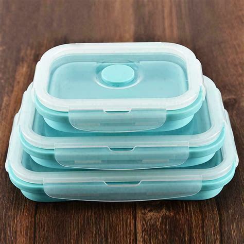 Silicon Collapsible Food Storage Containers Set Of 3 With Lid FREEZER