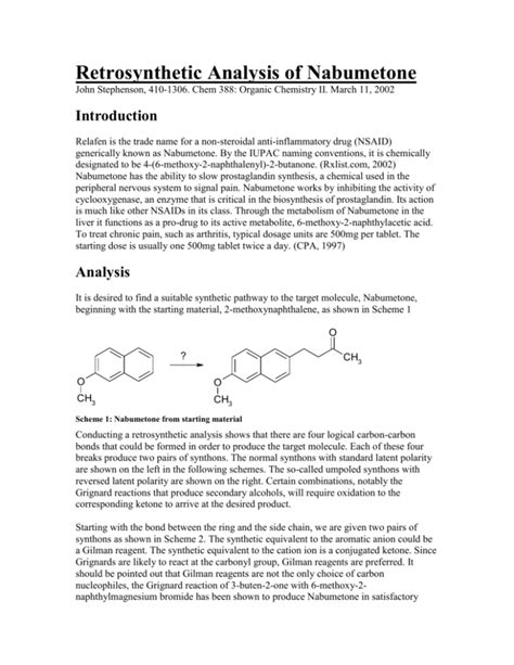 Retrosynthetic Analysis Of Nabumetone