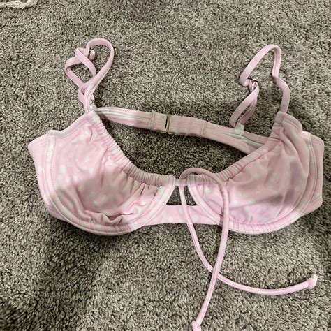 Pink And White Polka Dot Bikini Set Depop
