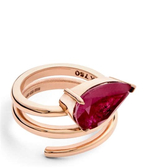 Shay Rose Gold And Ruby Spiral Pinky Ring Harrods Uk