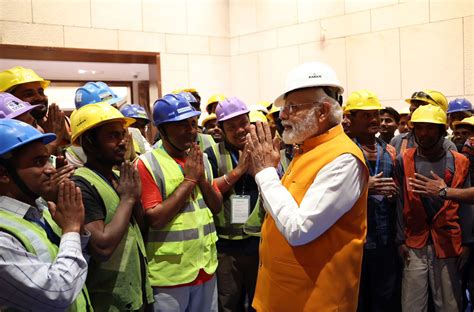 PM Modi reviews new parliament construction during surprise visit ...