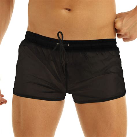 Herren Weiche Durchsichtige Stoff Kordelzug Leichte Boxershorts