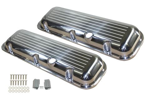 1965 95 Bbc Chevy Polished Aluminum Bmilled Valve Covers W Hole Short 396 502 Pirate Mfg