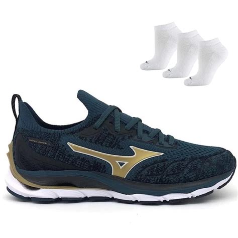 Tênis Mizuno Wave Mirai 4 Masculino 3 Pares de Meias