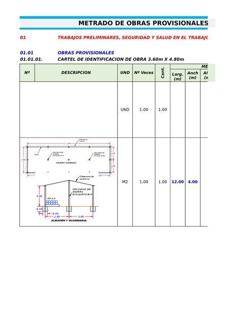 Metrado De Obras Preliminares Jose Vicente UDocz