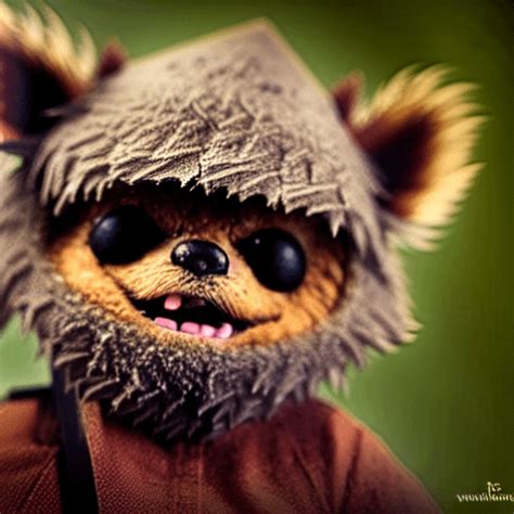 Cute Tiny Ewok Smiling Rstablediffusion