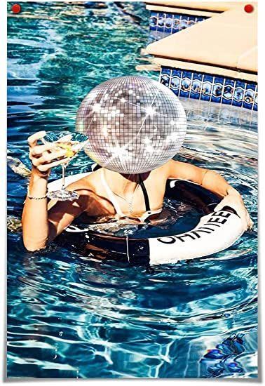 Verenix Disco Ball Decor Funky Posters Preppy Canvas Wall Art Print