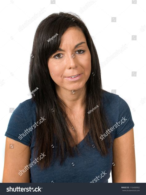 Head Shot Of Woman With Serious Expression Stock Photo 116468902