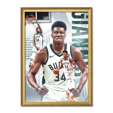 Poster Cu Rama Giannis Antetokounmpo Poster 4 30x40 Lemn Auriu Emagro