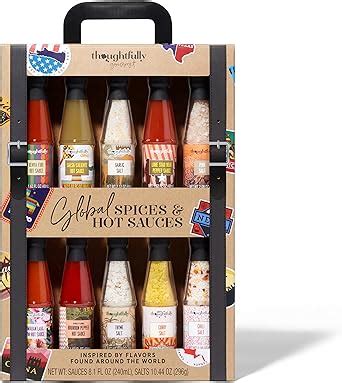 Thoughtfully Gourmet Global Spice And Hot Sauce Collection Gift Set Vegan And Vegetarian