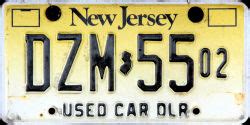 New Jersey Used Car Dealer License Plates