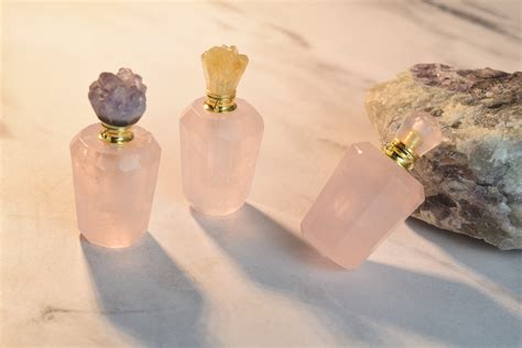 Large Round Bottomed Cylinder Rose Quartz Perfume Bottle