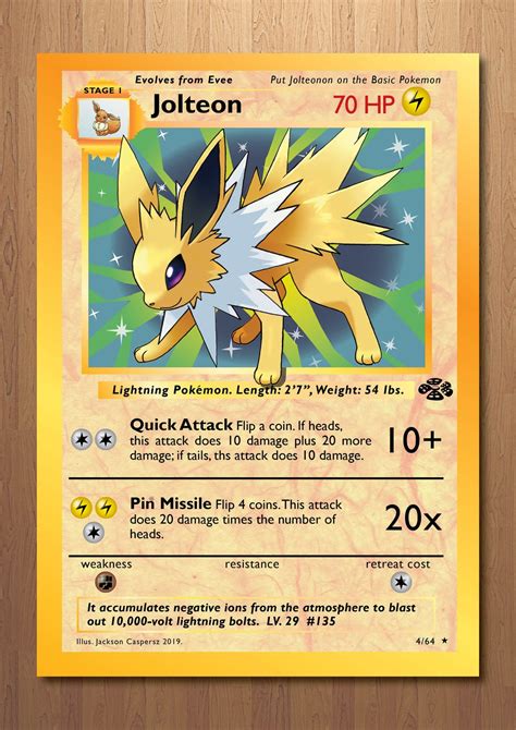 Jolteon Giant Pokemon Card Print Etsy