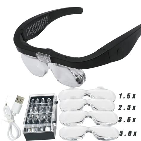 Loupes Mont Es Sur La T Te Avec Lumi Re Led Pour La Lecture Horloger