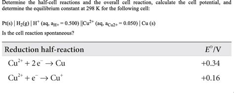 Answered Determine The Half Cell Reactions And Bartleby