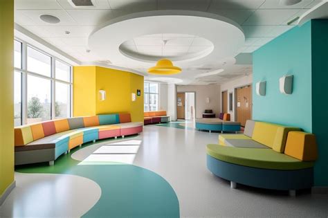 Premium AI Image | A children's hospital with colorful interiors and ...