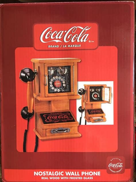 Coca Cola Nostalgic Wall Telephone W Original Box Vintage Wood