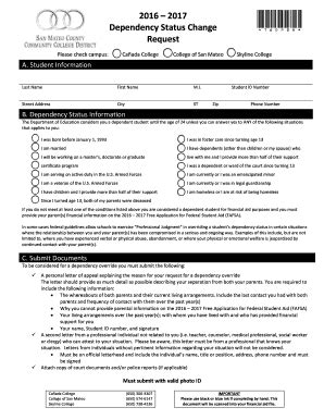 Fillable Online Canadacollege Dependency Status Change