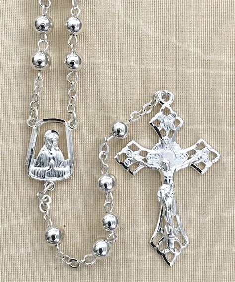 Silver Bead Rosary Beads - FirstCommunions.com