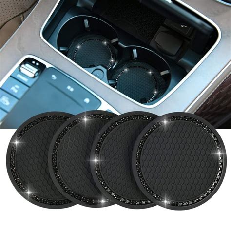 Valleycomfy 4PCS Bling Car Coasters Universal Vehicle Car Accessories