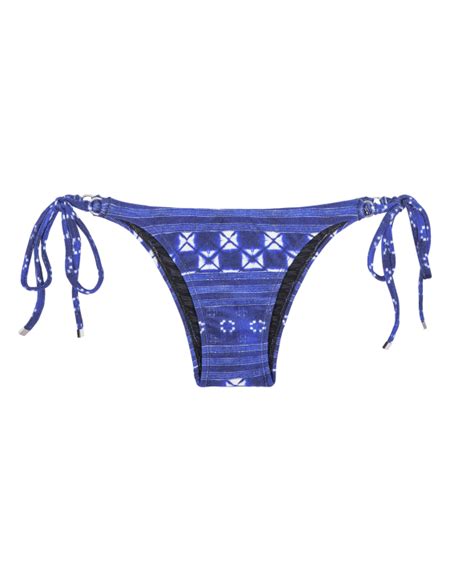 Blue Print Tie Side Tanga Bikini Bottom Calcinha Cool Jean Tri Brand Rio De Sol