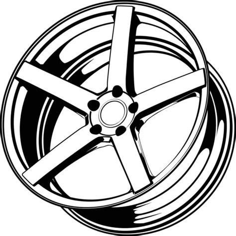 Car Wheel Rim Vector Silhouette Icon Logo Monochrome Color Black ⬇ Vector Image By