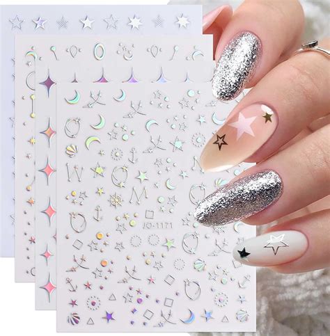 Jmeowio Olografico Adesivi Unghie Nail Art 9 Fogli Stickers Unghie