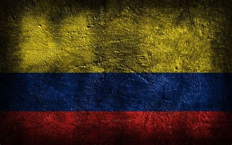 4k, Colombia flag, stone texture, Flag of Colombia, stone background ...