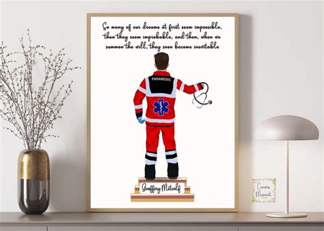 Paramedic Graduation Print Ambulance Driver Gift Custom Emt Christmas