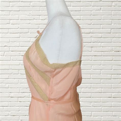Vintage Antique S Silk Step In Romper Lingerie Teddy Pink W Lace Art Deco Style Size Xs