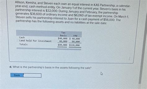 Solved Allison Keesha And Steven Each Own An Equal Chegg