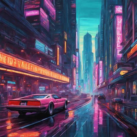 Premium Photo | Retro Cyberpunk City Streets