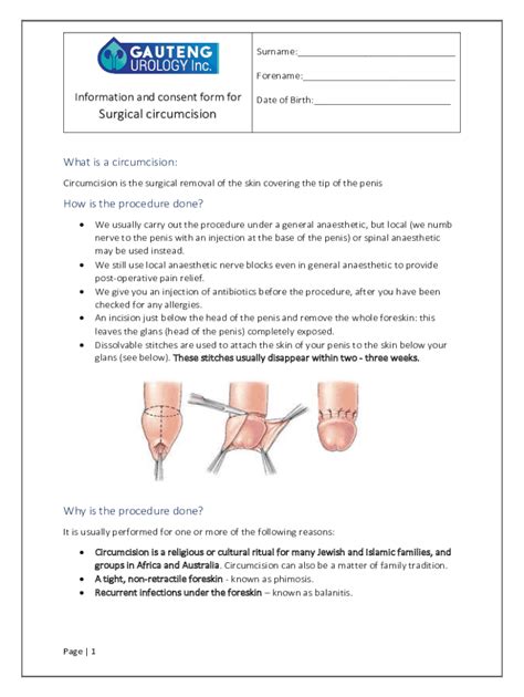 Fillable Online Circumcision Treatment Risks Benefits Recovery Fax