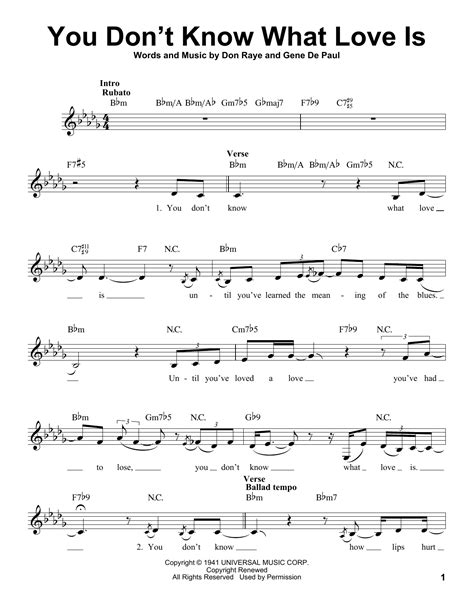 You Dont Know What Love Is Sheet Music Carol Bruce Pro Vocal