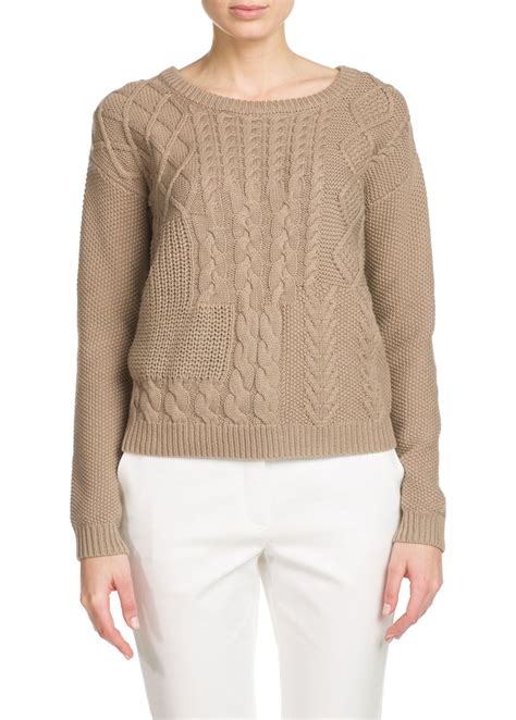 Cable Knit Cotton Sweater Women Mango Usa Suéter De Algodón Moda