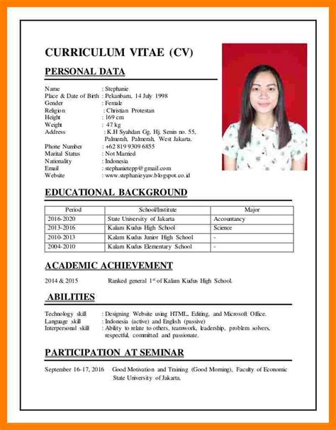 Cara Dan Contoh Membuat CV Curiculum Vite Kerja