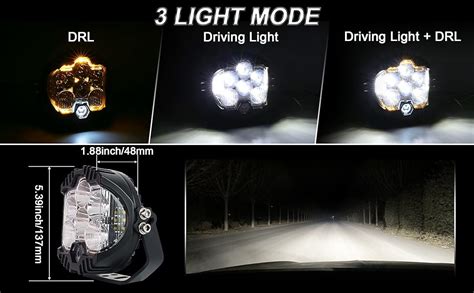 Zjusdo Inch Side Shooter Offroad Light Led Pods Driving Lights With