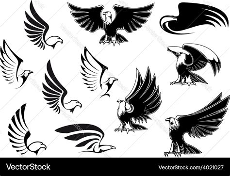 Eagles for logo tattoo or heraldic design Vector Image