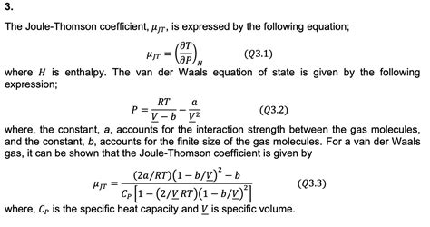 The Joule Thomson Coefficient Jt Is Expressed Chegg