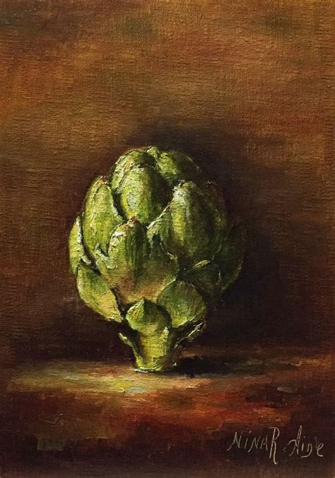 Reserved Oil Painting Of Artichoke Original Art By Nina R Aide Etsy