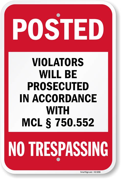 Michigan Violators Prosecuted No Trespassing Posted Sign Sku K2 6266