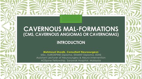 Cavernous Mal Formations CMs 01 Introduction YouTube