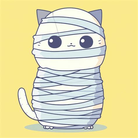 Premium Photo | Cute cartoon cat mummy drawing style