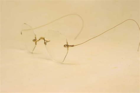 Antique Eyeglasses Gold Rimless Saddle Bridge Frames Gem