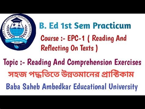 Reading And Comprehension Exercises Practicum In Bengali B Ed St