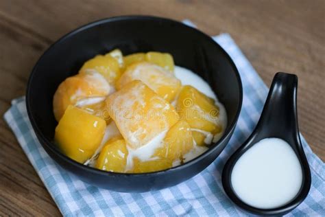 Boiled Cassava Root Dessert With Coconut Milk Thai Food Or Brazilian Food Cassava Mandioca Frita