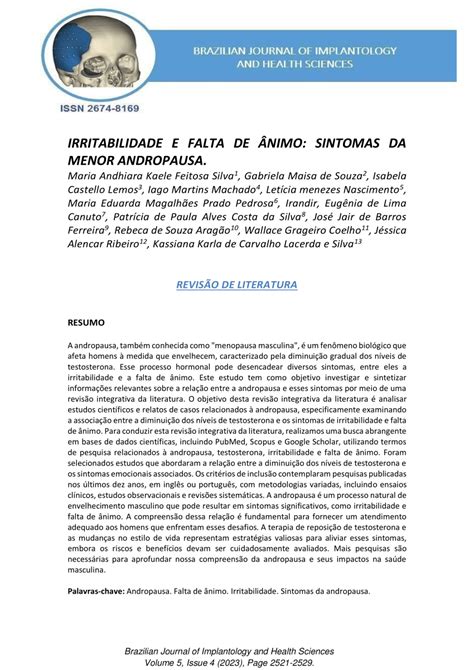 PDF IRRITABILIDADE E FALTA DE ÂNIMO SINTOMAS DA MENOR ANDROPAUSA